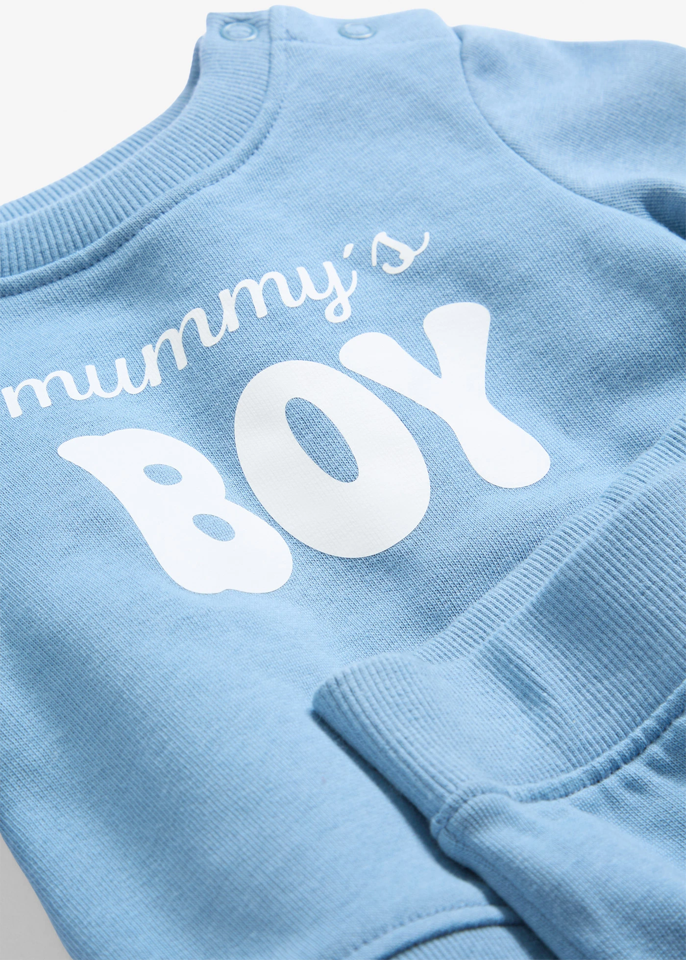 Sweat-shirt et pantalon 100% coton (ens. 2 pces) • bleu mat-blanc imprimé • Boutique bonprix