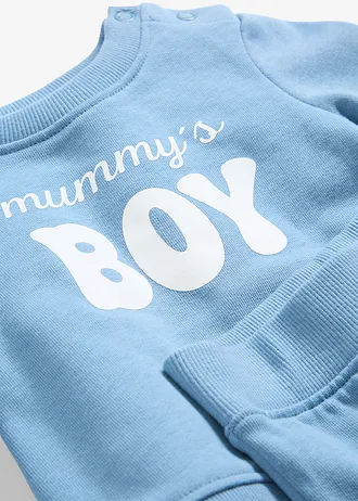 Sweat-shirt et pantalon 100% coton (ens. 2 pces) • bleu mat-blanc imprimé • Boutique bonprix