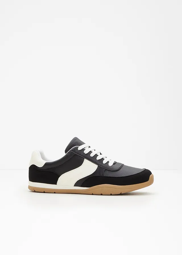 Sneakers in retrolook, Kleur: zwart/wit