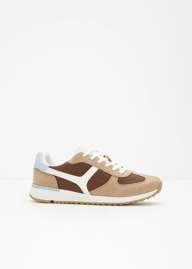 Sneakers in retrolook, Kleur: kastanjebruin