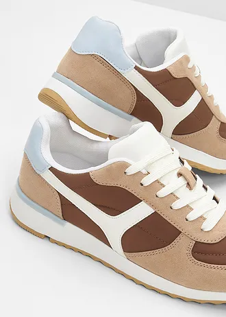 Sneakersy w stylu retro • brązowy kasztanowy • sklep bonprix
