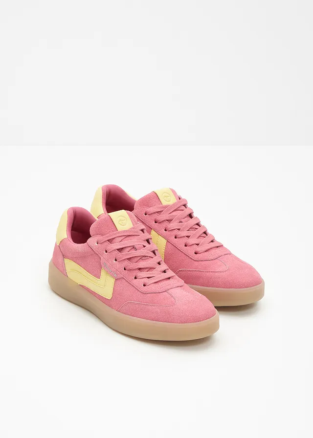 Tennis Tamaris au look rétro, Couleur: rose vif-jaune