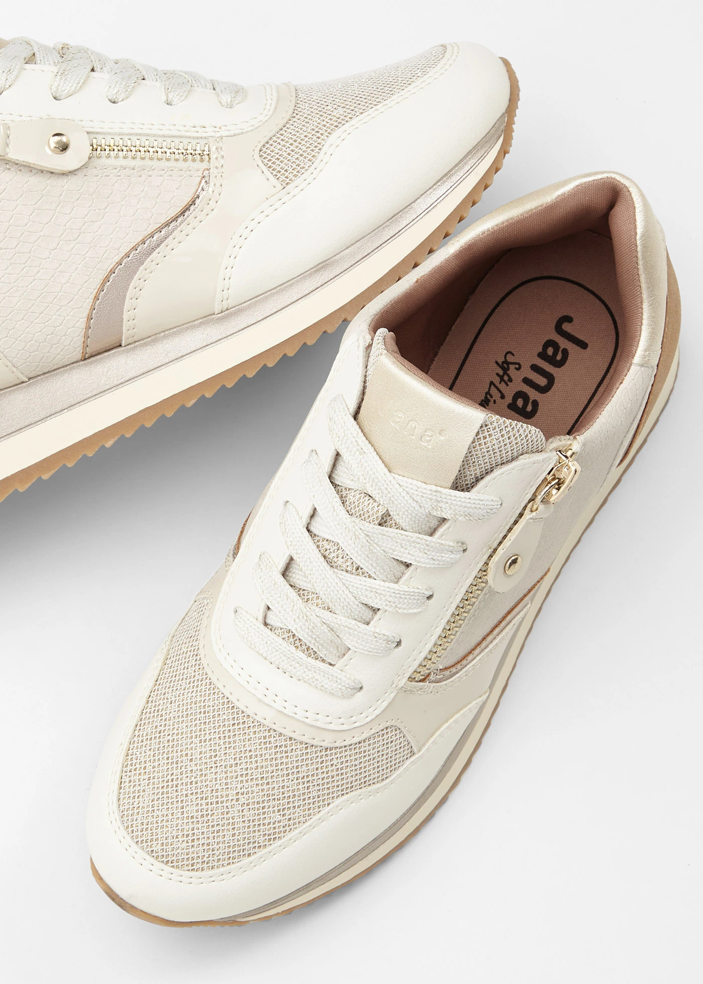 Sneakersy marki Jana w komfortowej tęgości • beżowo-złoty • sklep bonprix