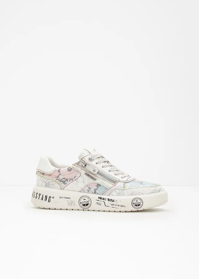 Sneakersy marki Mustang z zamkiem • srebrny z nadrukiem • sklep bonprix