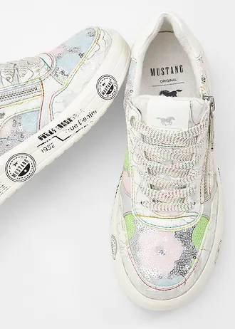 Mustang-sneakers met ritssluting • zilver met print • bonprix online shop