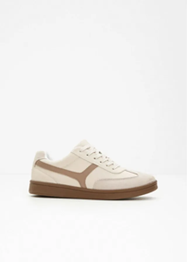 Sneakersy w stylu retro • jasny piaskowy/brązowy kasztanowy • sklep bonprix