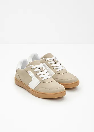 Sneakers in retrolook, Kleur: lichtsand-wit