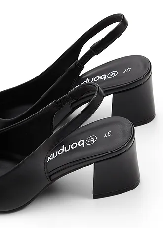 Pantofi cu toc bloc cu călcâi liber • negru • magazin bonprix