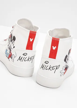 Baskets montantes Disney Mickey en toile coton • blanc imprimé • Boutique bonprix