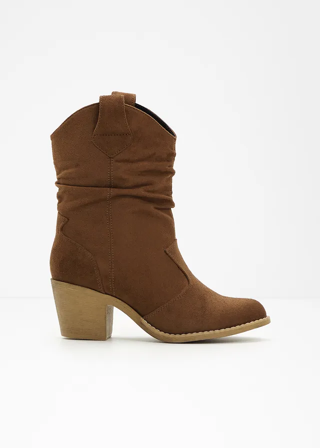 Cowboylaarsjes met plooitjes, Kleur: bruin