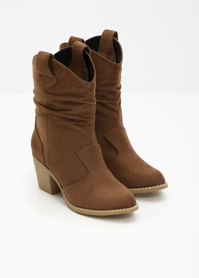Cowboylaarsjes met plooitjes, Kleur: bruin