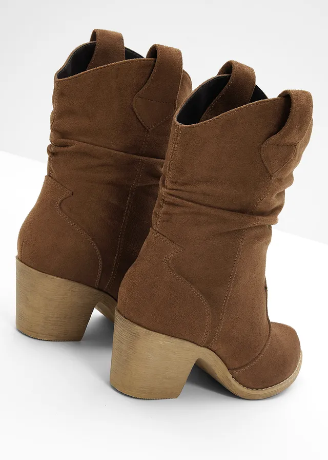 Cowboylaarsjes met plooitjes, Kleur: bruin