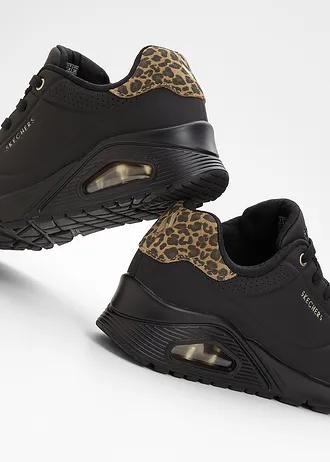 Sneakers van Skechers met memory foam, Kleur: zwart luipaardprint