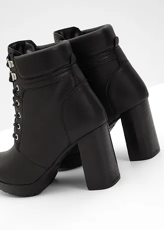 Bottines à lacets et talon haut • noir • Boutique bonprix