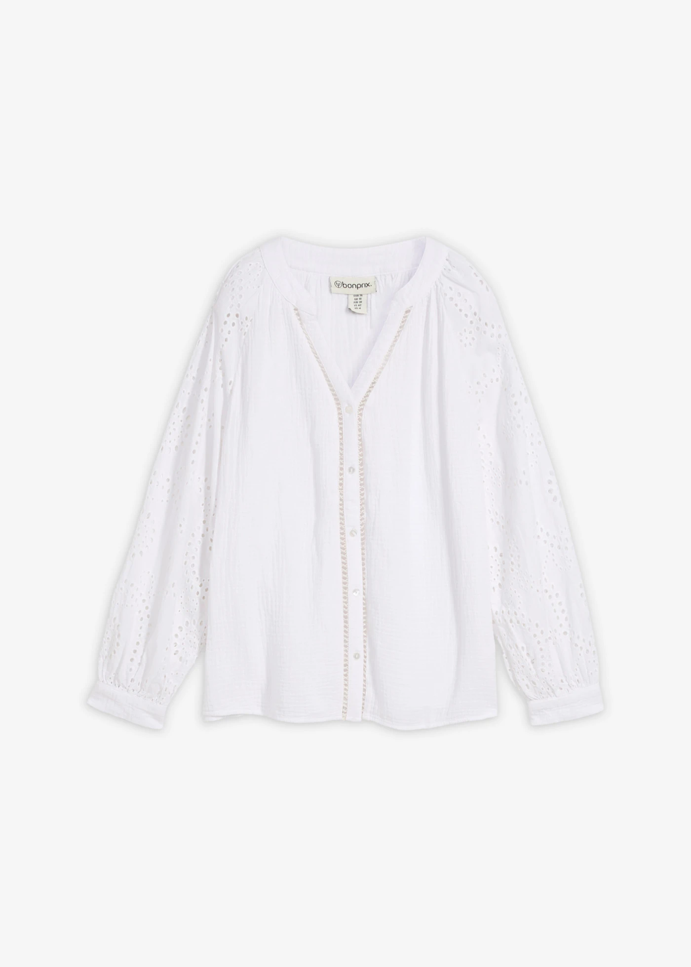 Blouse longue en gaze de coton légère • blanc • Boutique bonprix
