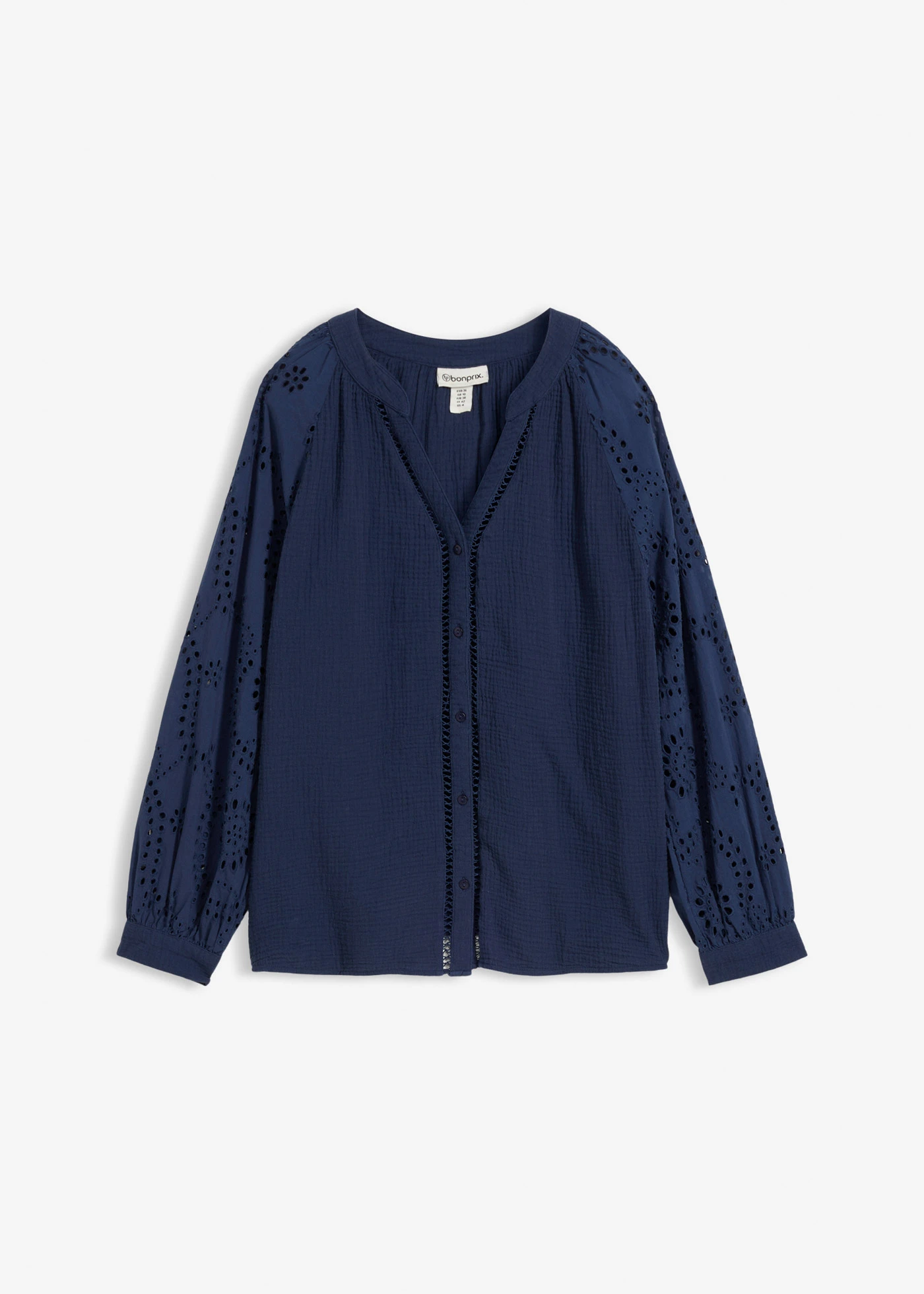 Tuniekblouse van luchtige mousseline • donkerblauw • bonprix online shop