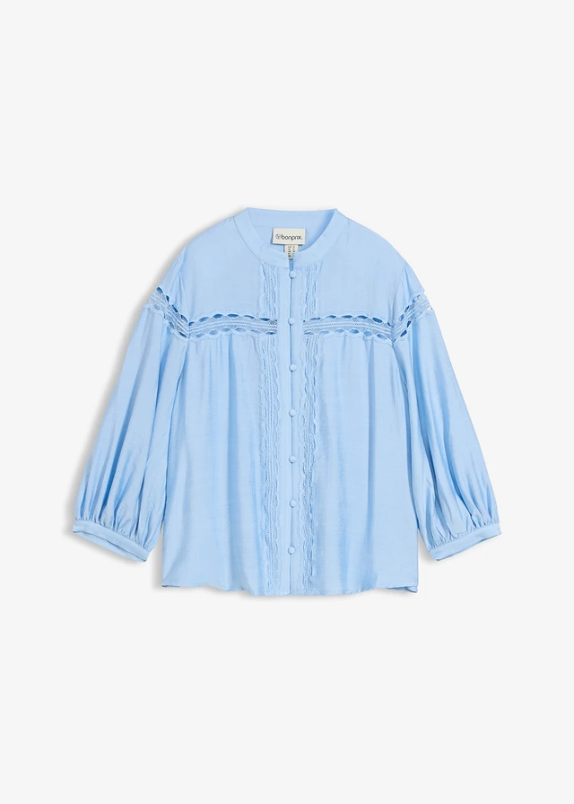 Bluză din bumbac cu broderie • bleu • magazin bonprix