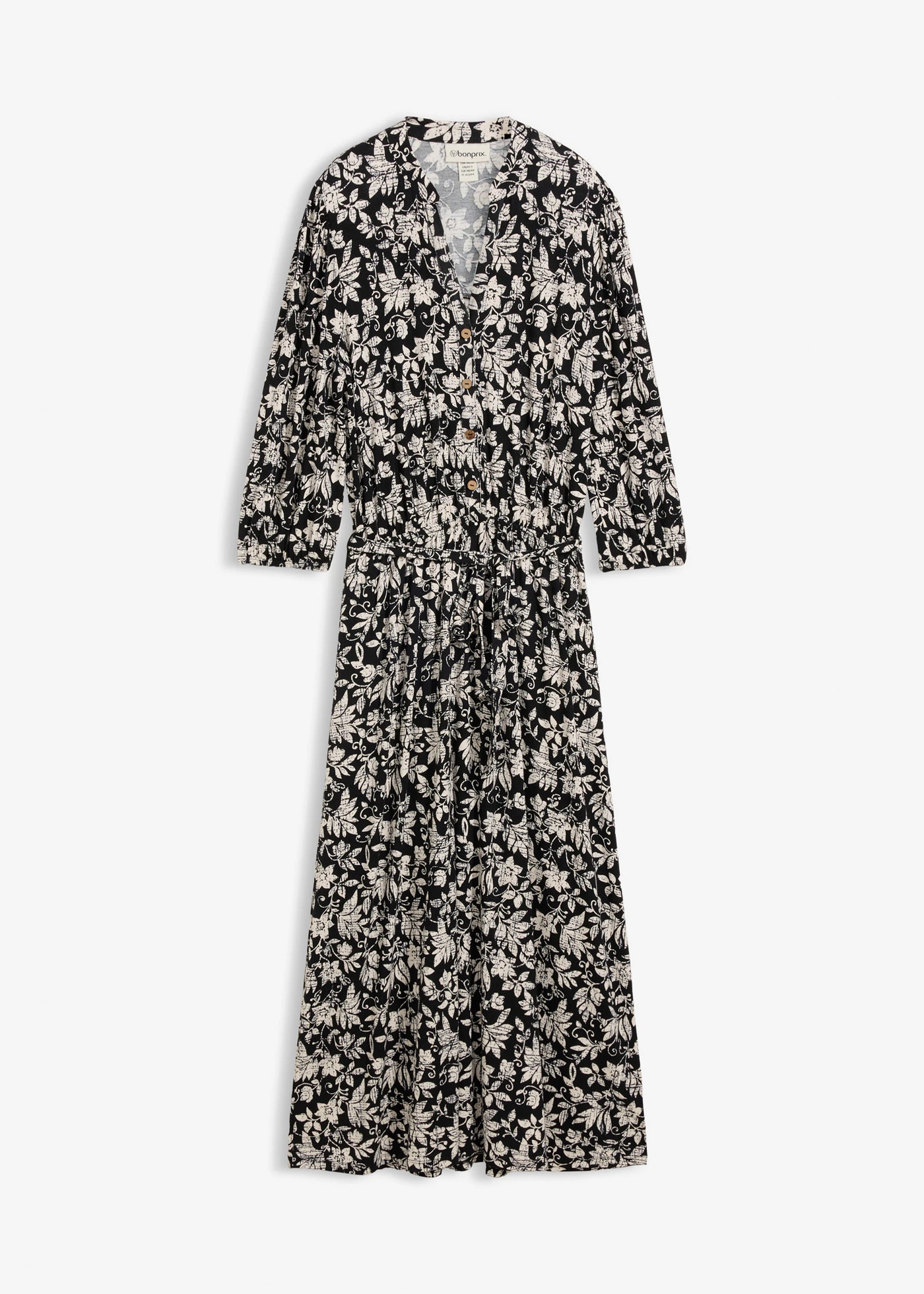 Jersey jurk in een viscosemix • zwart/wolwit gebloemd • bonprix online shop