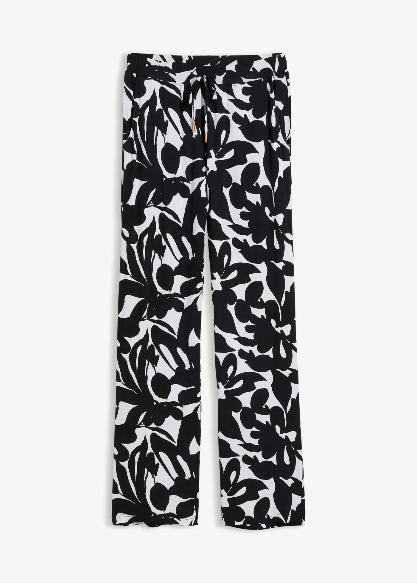 Pantalon en jersey viscose • noir-blanc imprimé • Boutique bonprix