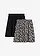 Lot de 2 jupes en jersey, Couleur: noir/écru floral + noir uni