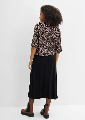 Robe en jersey 100% coton • noir + léopard • Boutique bonprix