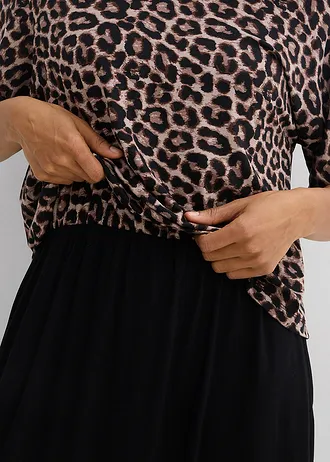 Robe en jersey 100% coton • noir + léopard • Boutique bonprix