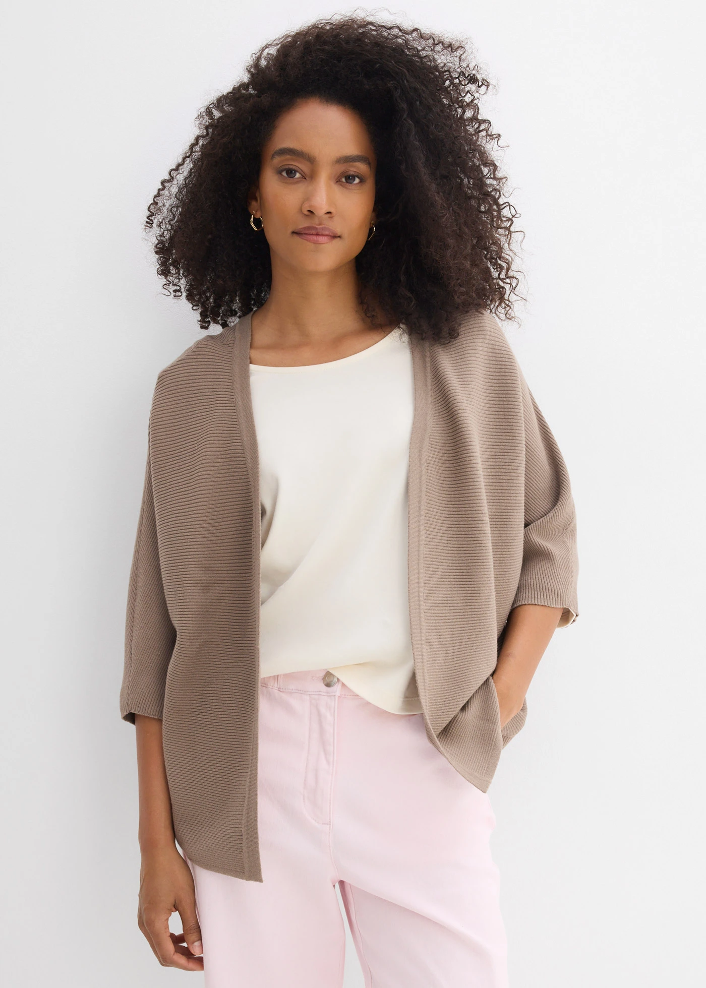 Gebreid vest • taupe • bonprix online shop