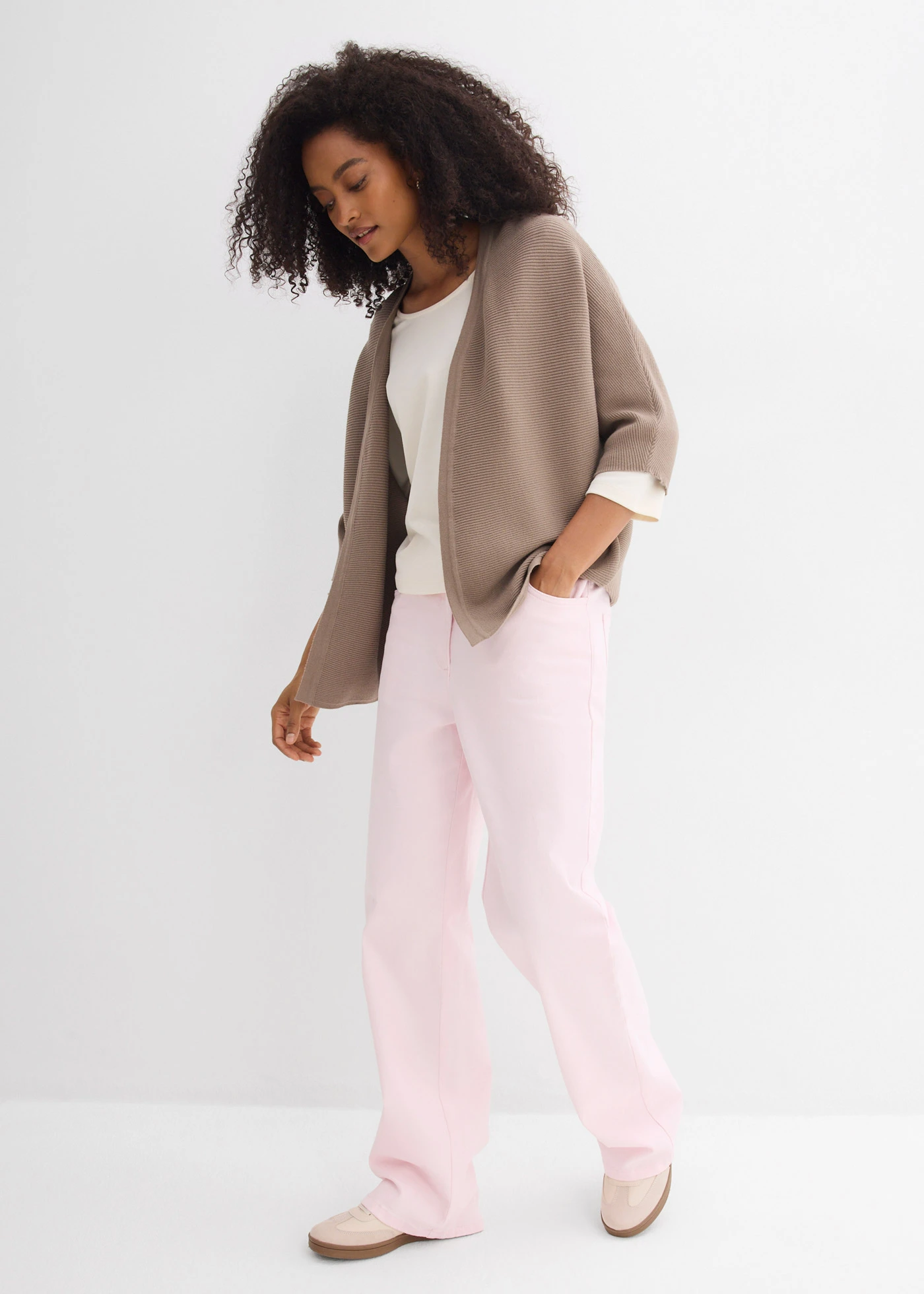 Gebreid vest • taupe • bonprix online shop