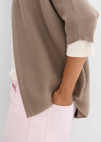 Gebreid vest • taupe • bonprix online shop