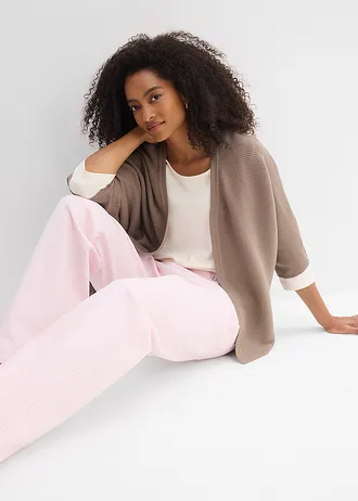 Gebreid vest • taupe • bonprix online shop