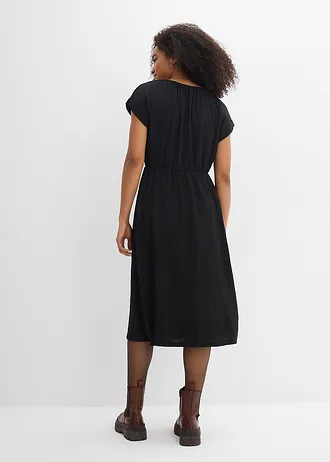 Robe en matière texturée, Couleur: noir