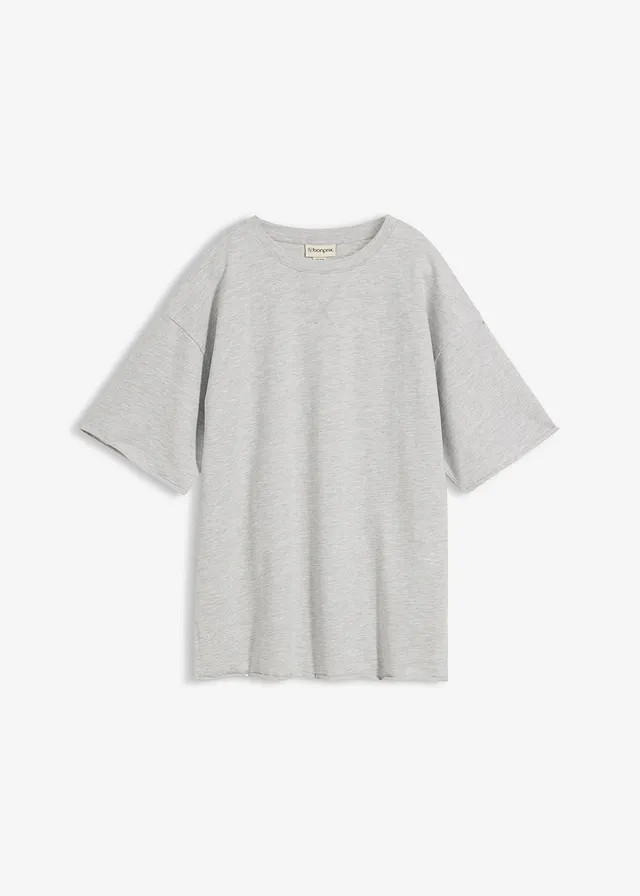 Bluză casual lungă din bumbac 100% • gri deschis melanj • magazin bonprix