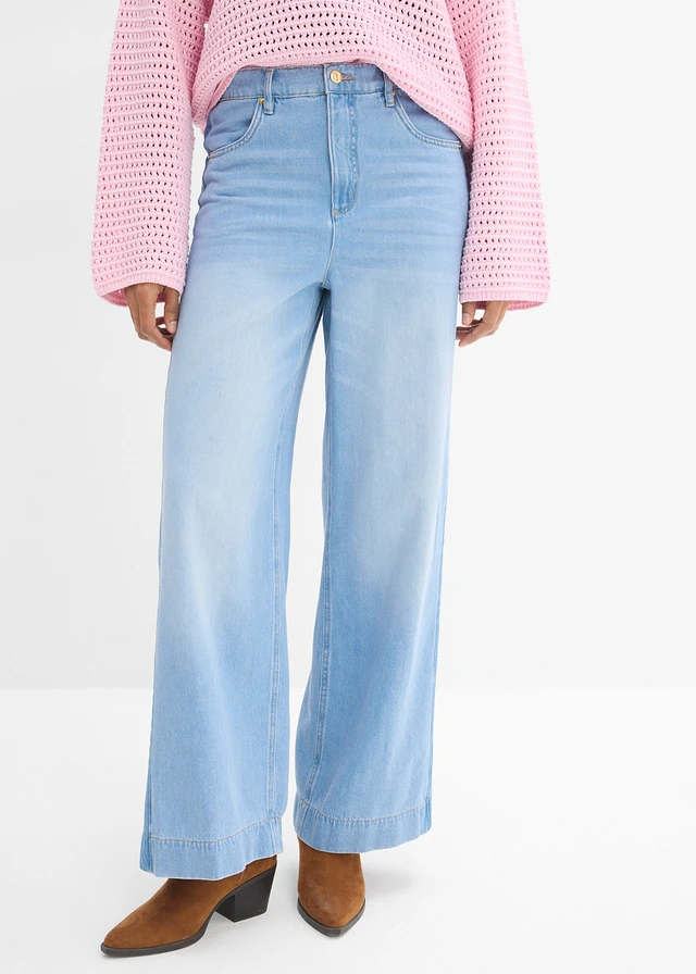 Wide leg jeans, high waist, van katoen • lichtblauw denim used • product-page.page-title-suffix
