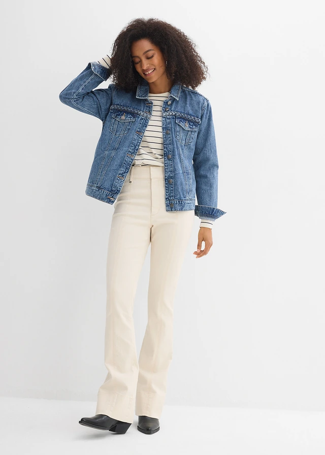 High waist bootcut jeans, Kleur: ongeverfd