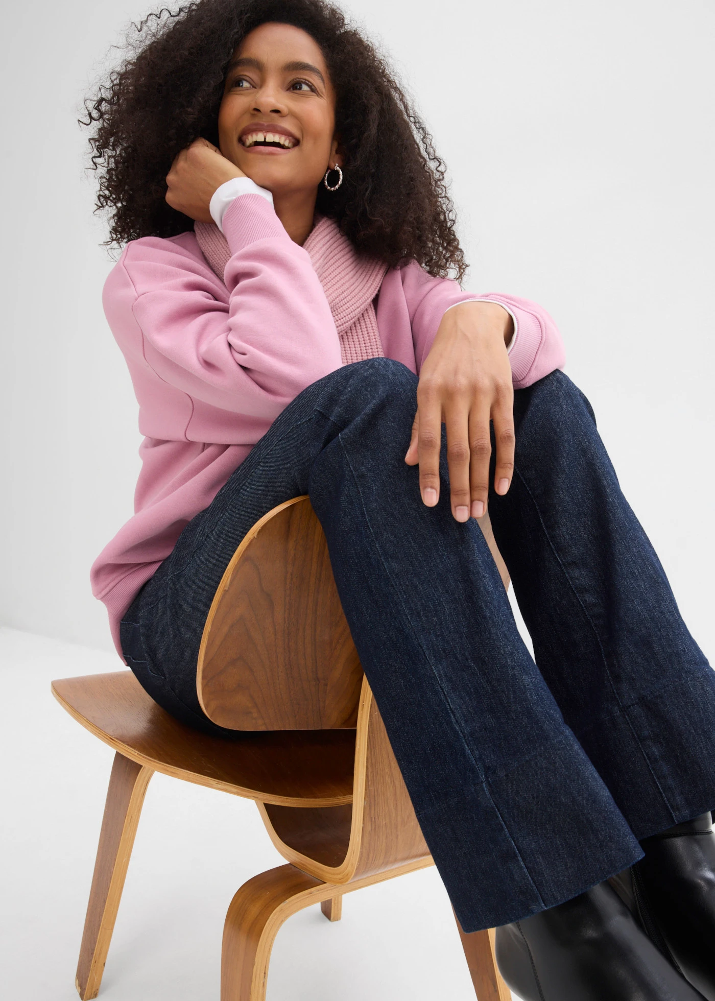 Bootcut farmer, High Waist • mélykék denim, mosatlan • bonprix áruház