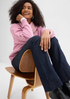 Dżinsy bootcut z wysokim stanem • granatowy denim unwashed • sklep bonprix