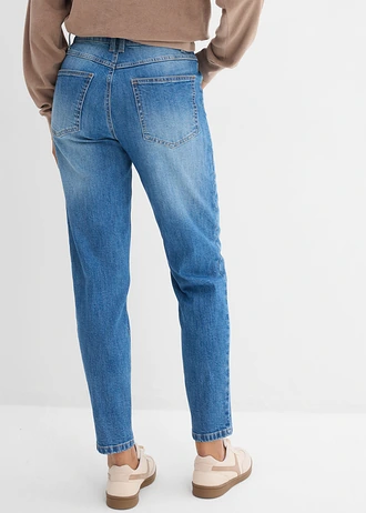 Mom-farmer, High Waist, rövidített • középkék denim, használt hatású • bonprix áruház