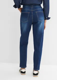 Dżinsy o kroju mom, high waist, o skróconej długości, kolor: granatowy denim used