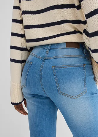 Jeansy  ze stretchem o kroju bootcut, mid waist • jasnoniebieski denim "used" • sklep bonprix