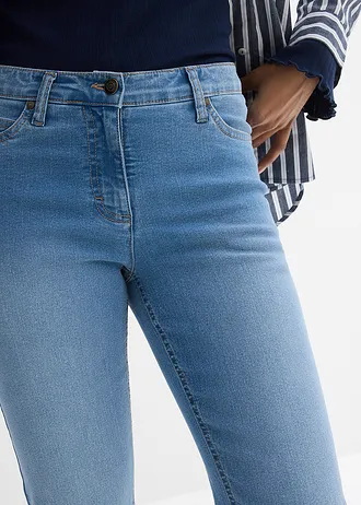 Jean droit taille mi-haute, extensible • bleu clair denim used • Boutique bonprix