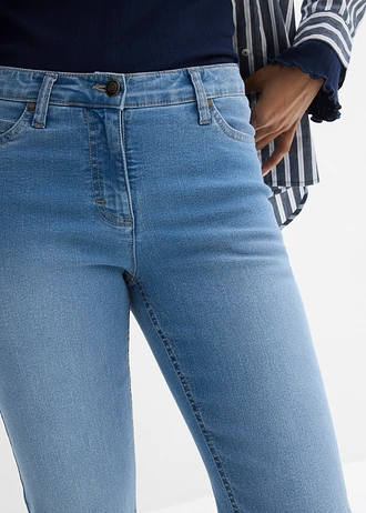 Straight sztreccsfarmer, Mid Waist • világoskék denim, használt hatású • bonprix áruház