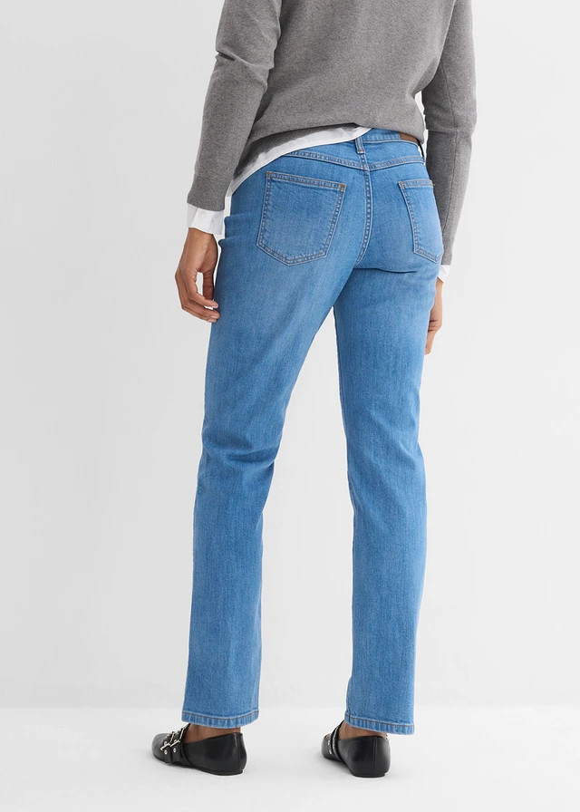 Strečové džíny Straight, Mid Waist • světle modrý denim used • bonprix obchod