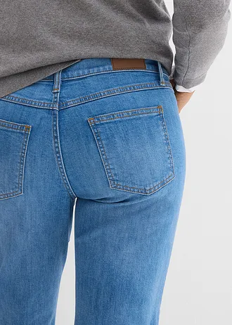 Straight sztreccsfarmer, Mid Waist • világoskék denim, használt hatású • bonprix áruház