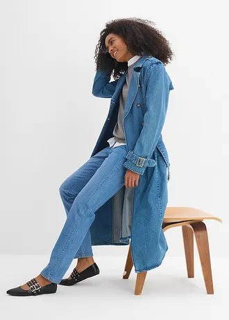 Blugi straight Mid Waist, Stretch • bleu denim uzat • magazin bonprix