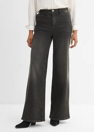 Džíny Loose Straight, High Waist, barva: šedý denim used