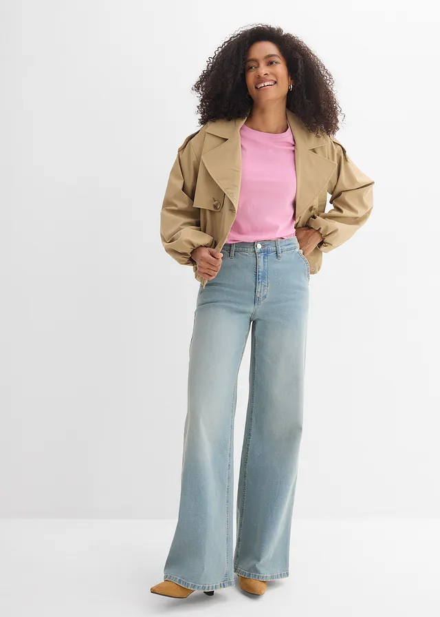 Džíny Loose Straight, High Waist • světle modrý denim used • bonprix obchod
