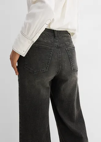 Džínsy, Loose, rovné, vysoký pás • sivá denim used • obchod bonprix