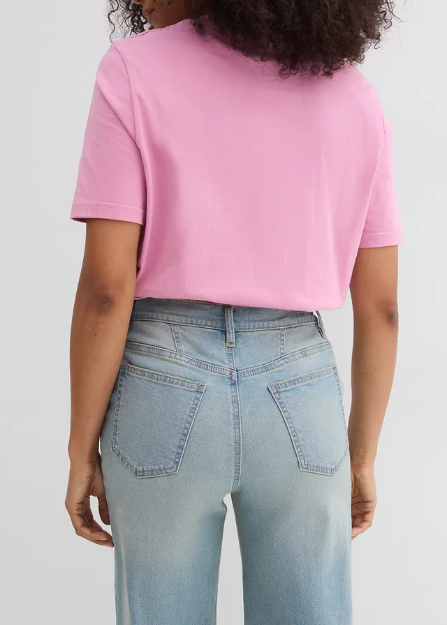 Luźne jeansy, high waist • jasnoniebieski denim "used" • sklep bonprix