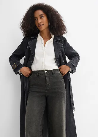 Jean droit loose, taille haute • gris denim used • Boutique bonprix