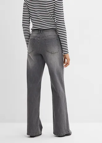 Džíny Loose Straight, High Waist • šedý denim used • bonprix obchod